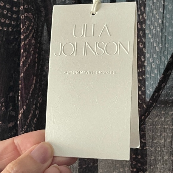 NEW Ulla Johnson Pauline Metallic Peasant Garnet Sheer Transparent Puff Sleeve 6 - Picture 4 of 10